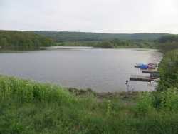 Blick vom Staudamm / Ecke Wirtshaus am See über den Stausee Ehmetsklinge